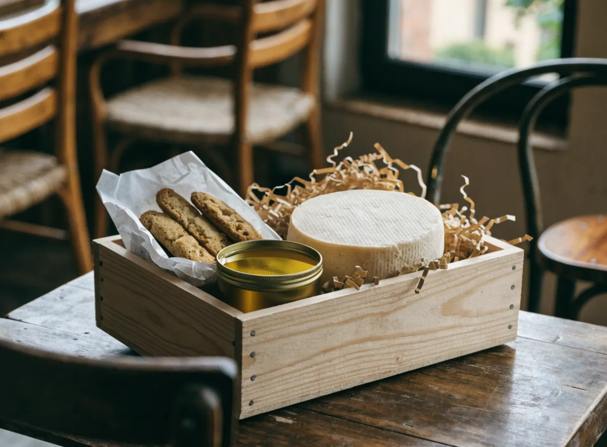 La cesta I Guelfi aperta sul tavolo della trattoria
